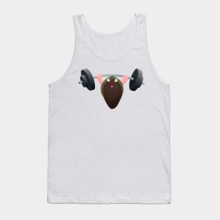 Funny mussel lifting weights cartoon illustration Tank Top